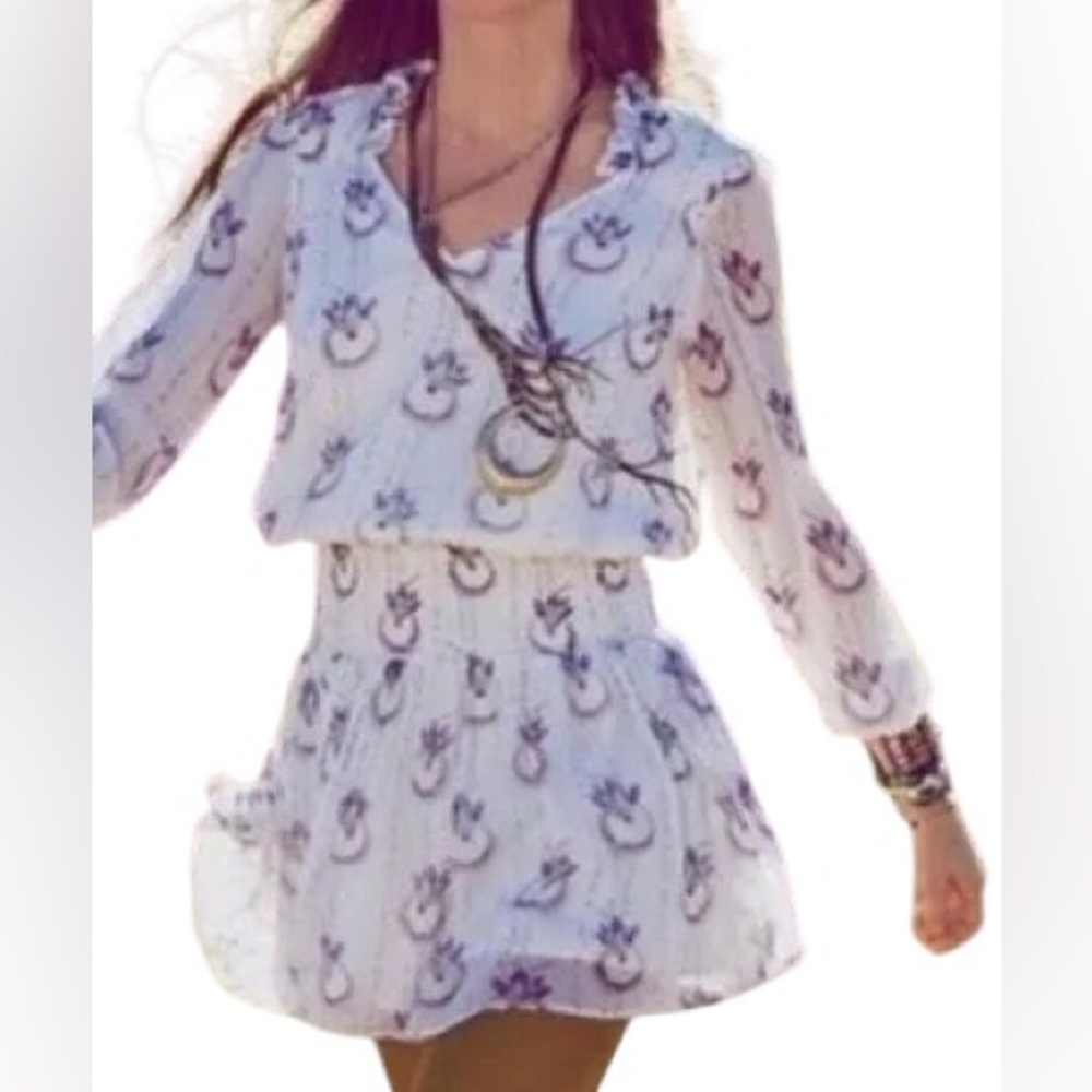 Free People Wild Horses Mini Dress Size Large Sheer Sleeves Smock Boho Blousy